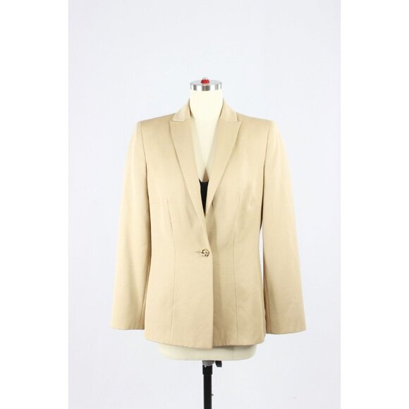 Vintage 90's VALENTINO ROMA Tan Gabardine Twill Slim Fit Blazer, Size 42/8 - Picture 1 of 15